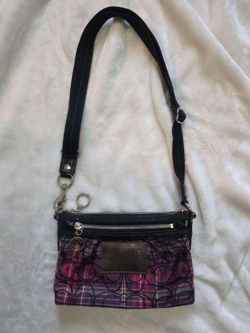 Vintage Coach Poppy Tartan Plaid Groovy Crossbody Bag
